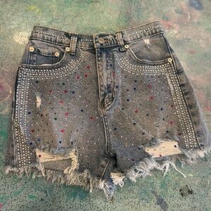 Bejeweled Denim Cut Offs